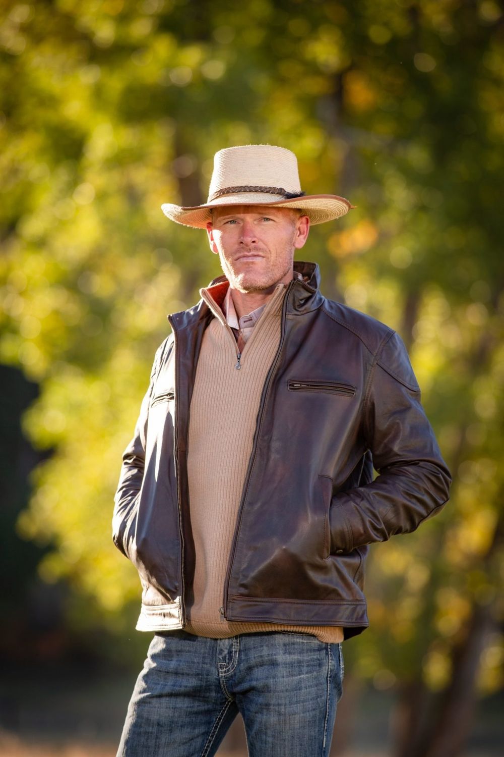 Houston Leather Jacket, Concealed Carry, Brown