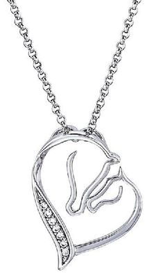 Necklace - Mare & Foal Horse Head - Rhodium -Crystal Necklace - Mare & Foal Horse Head - Rhodium -Crystal