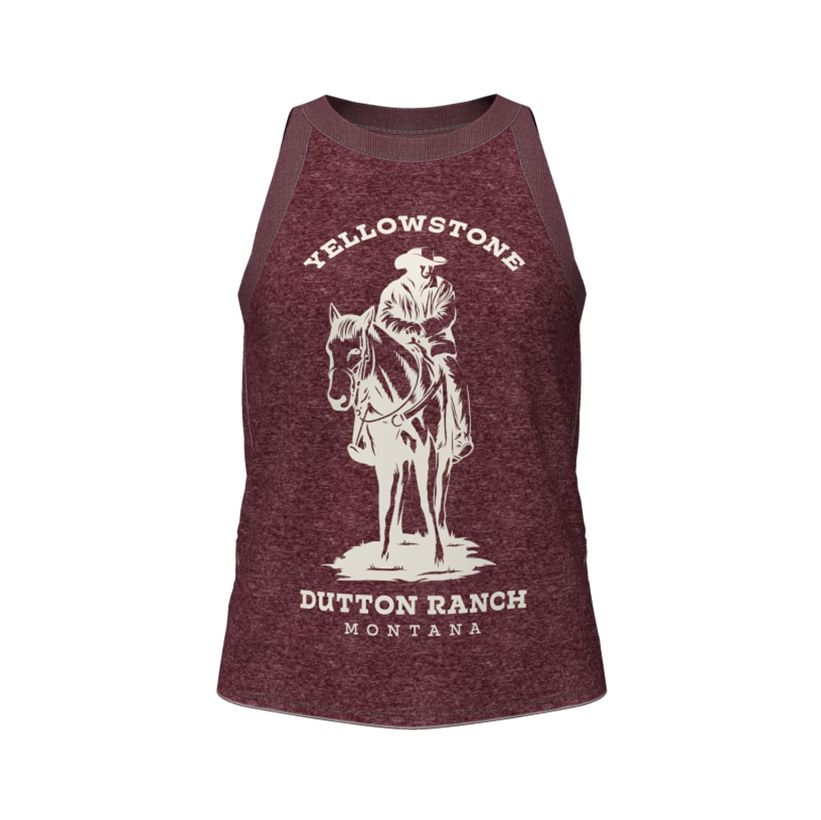 Women's - Wrangler Yellowstone Goddess Tank Top Burgandy Heather