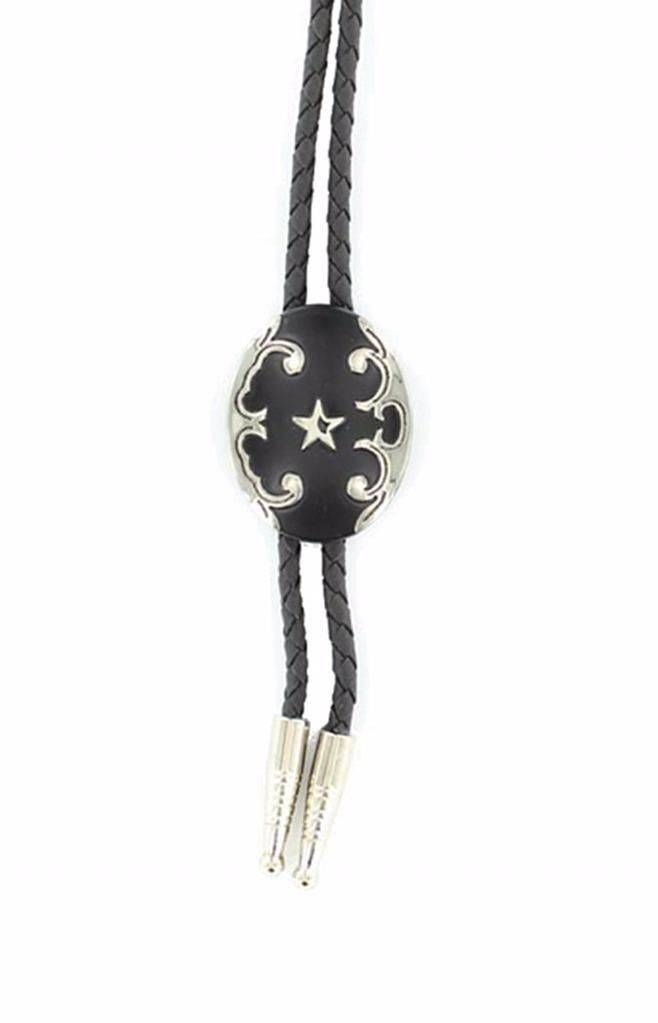 Bolo Tie - Black Oval w/ Star