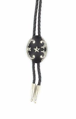 Bolo Tie - Black Oval w/ Star