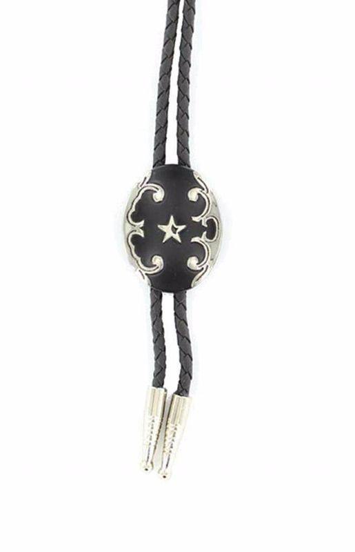Bolo Tie - Black Oval w/ Star