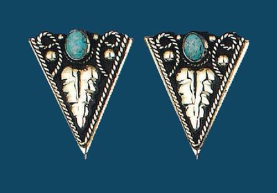 Collar Tips - German Silver Turquoise Screw On