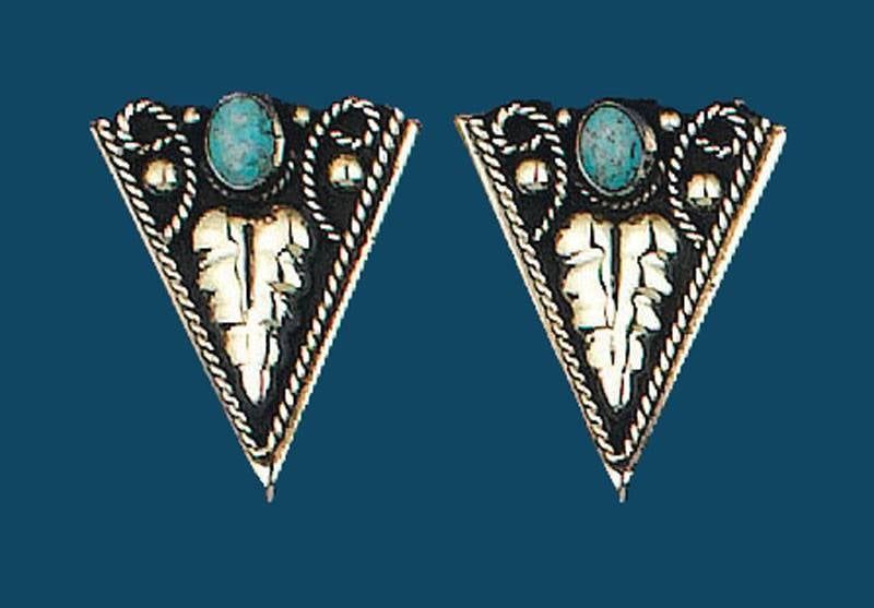 Collar Tips - German Silver Turquoise Screw On