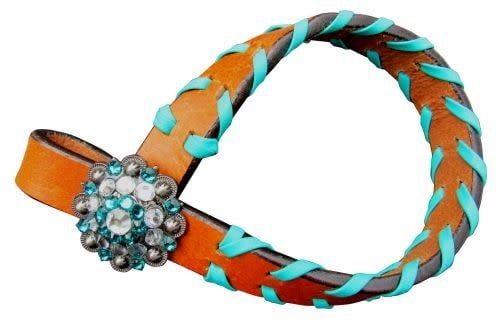 Leather Tie Down Keeper - Turquoise Lace