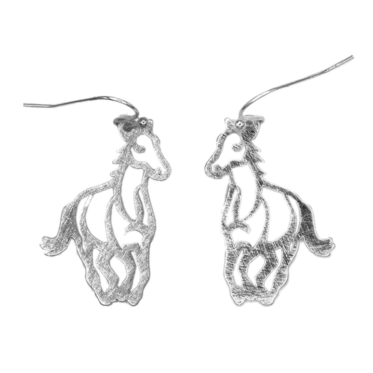 Earrings - Running Horse , Color: Silver