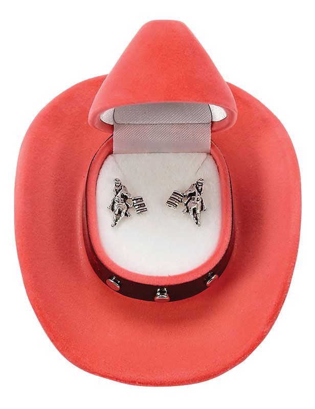Earrings - Barrel Racer w/Cowboy Hat Box