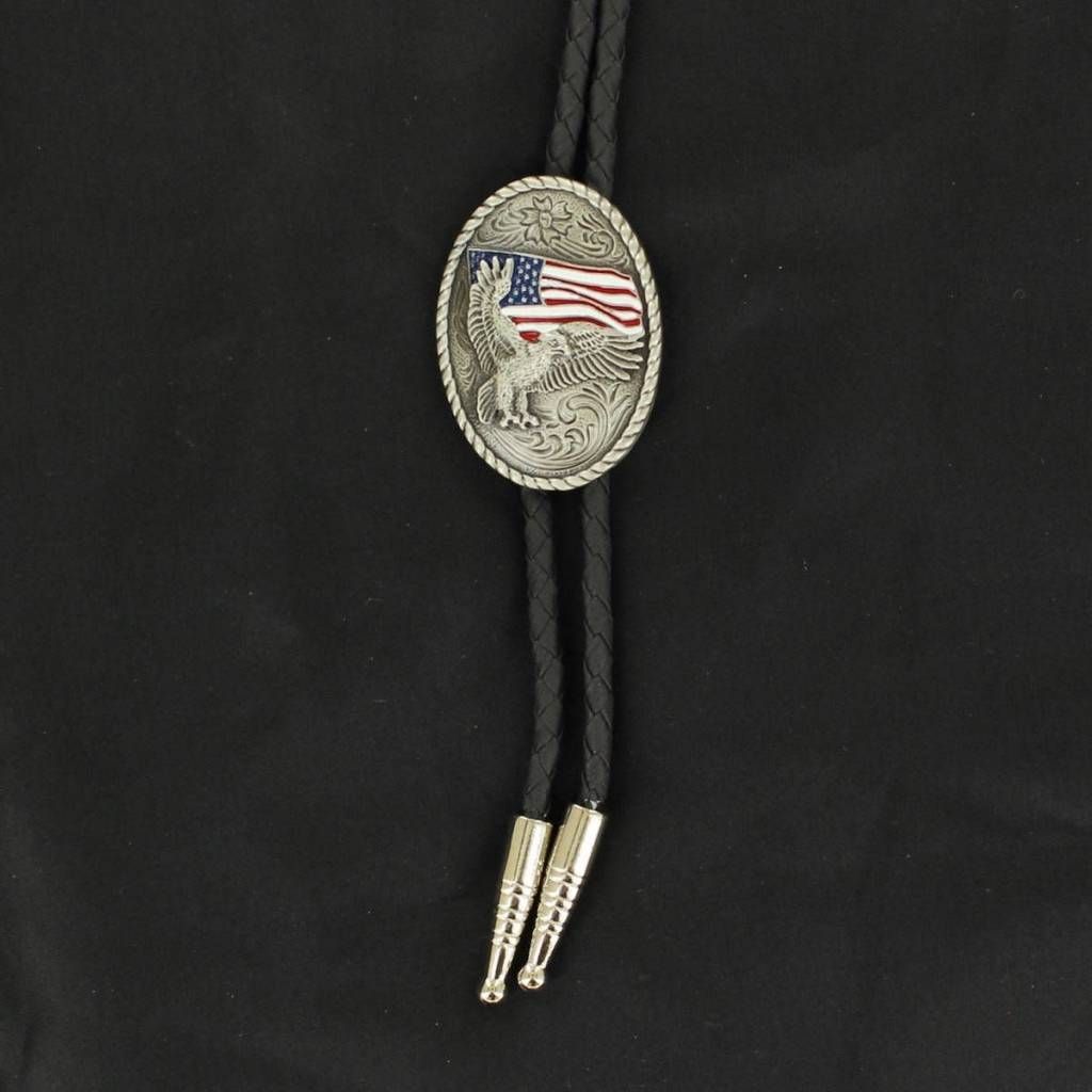 Bolo Tie - Eagle with USA Flag