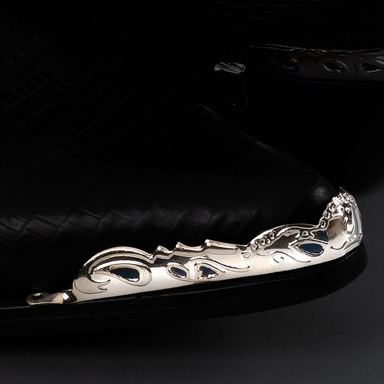 Boot Toe Tips - Scalloped Cut-Out Silver
