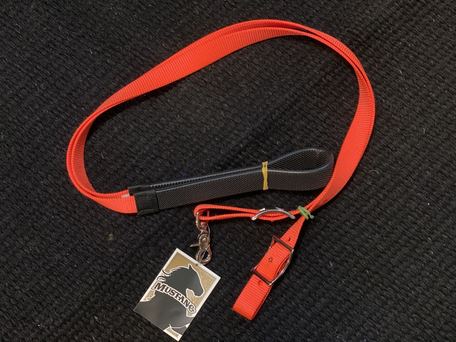 Nylon Mustang Contest Rein, Rubber Grip - Blaze Orange