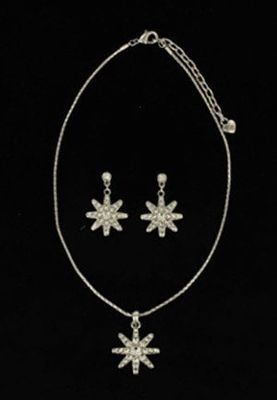 Set - Necklace/Earrings - Crystals in Spur Rowel