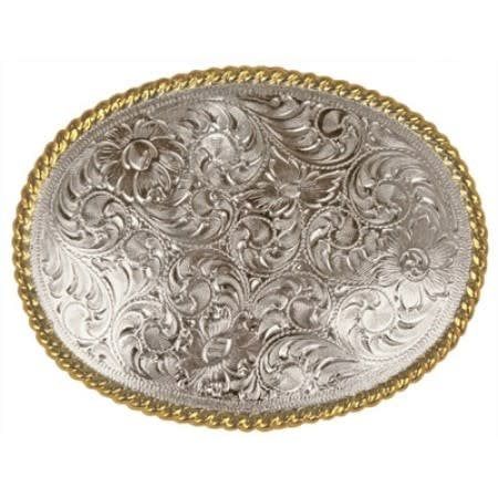 Belt Buckle - Western Scrolling with Rope Edge