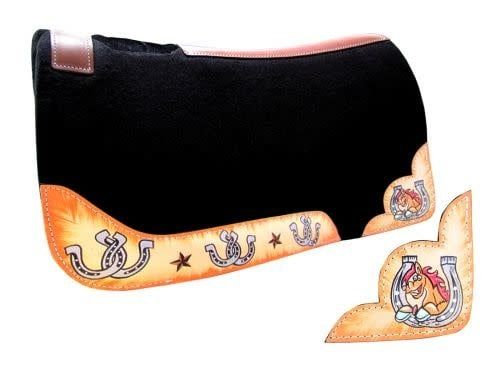 Showman 24"x24" Felt Pony Saddle Pad - Smiling Horse and Horseshoe