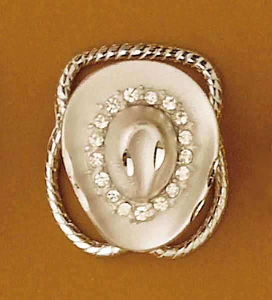 Scarf Slide - Silver Hat with Rhinestones - U.S.A. Made