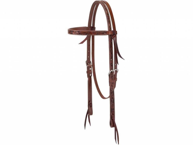 Carved Chestnut Browband Headstall