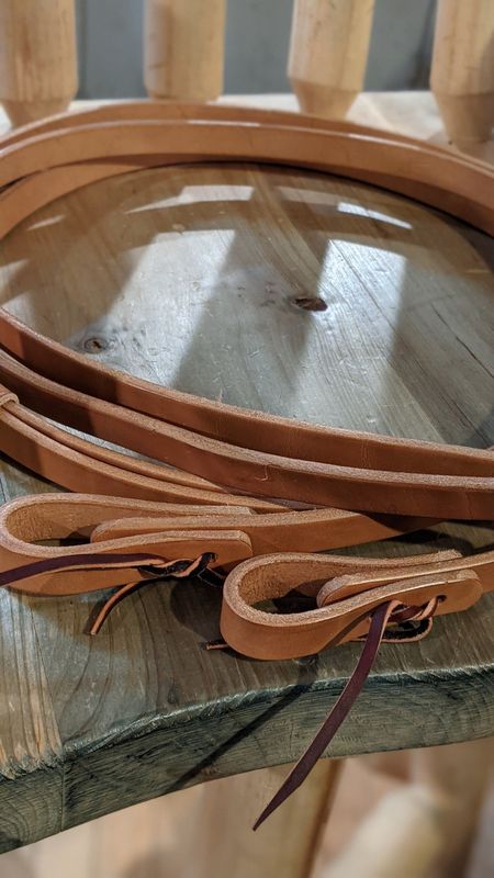 Leather Split Reins w/ Tie Ends - 8 x 5/8", Med. Oil