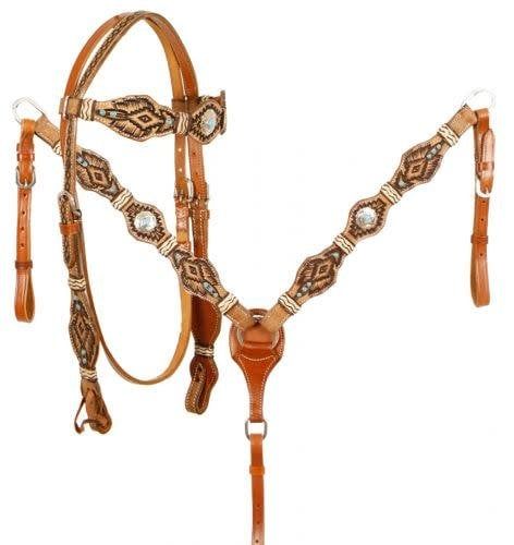 Rawhide Braided Browband Headstall and Breastcollar Set