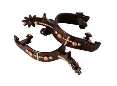 Spurs - Brown Steel w/Copper Studded Cross