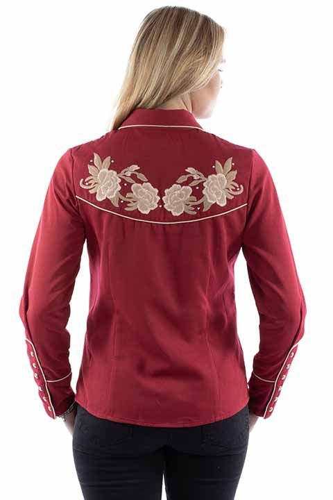 Women's Scullly Floral Embroidered Shirt - Cranberry