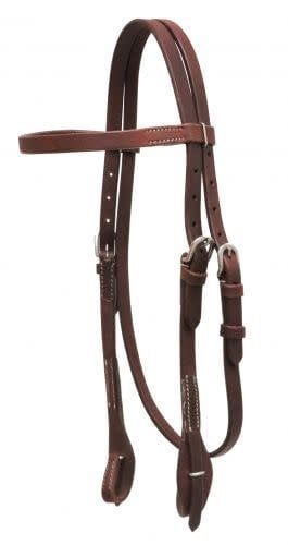 Oiled Harness Leather Headstall Bit Loops