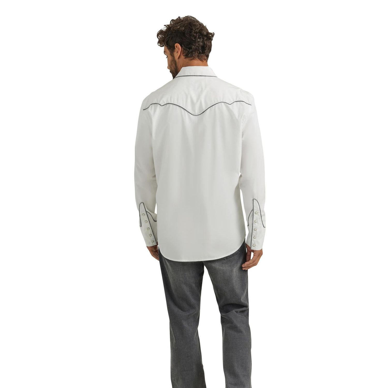 Men's Wrangler Rodeo Ben L/S Grey White Shirt