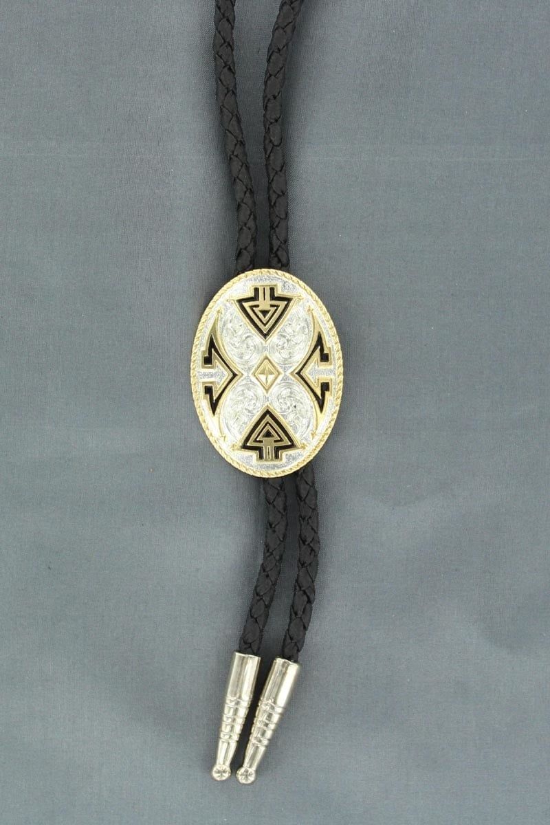 Bolo Tie - Oval Aztec Design