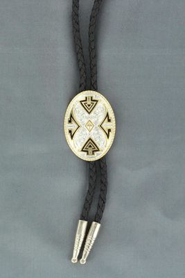 Bolo Tie - Oval Aztec Design