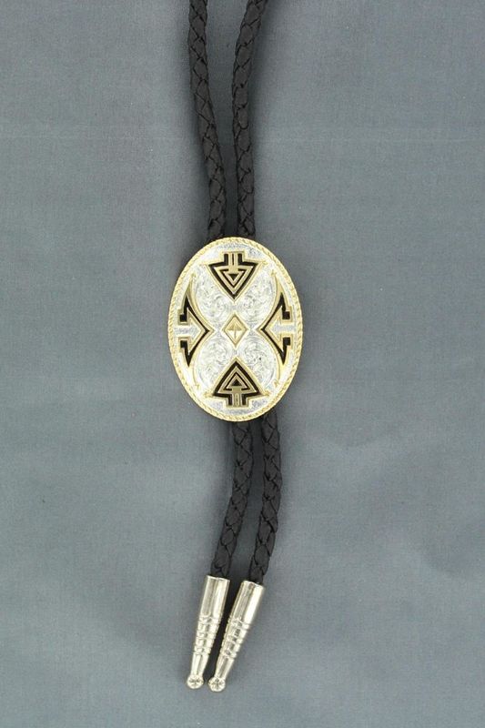 Bolo Tie - Oval Aztec Design