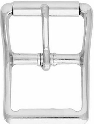 Nickel Plated Tongue Buckle w/Roller - 1.5"