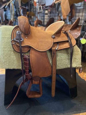 16" Wide Ranch Roper Saddle - Hard Seat Lt. Oil Roughout