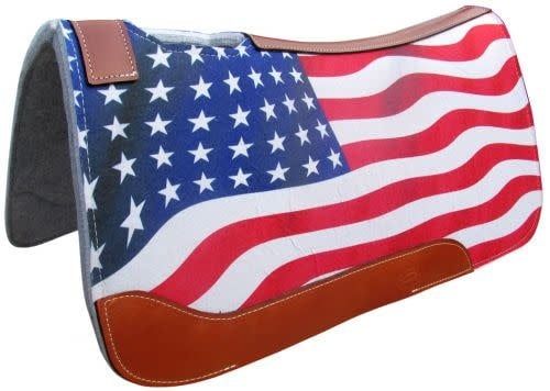 American Flag Printed Solid Felt Saddle Pad - 31"x32"