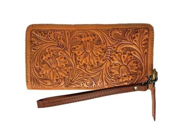 Clutch - Leather with Floral Tooling