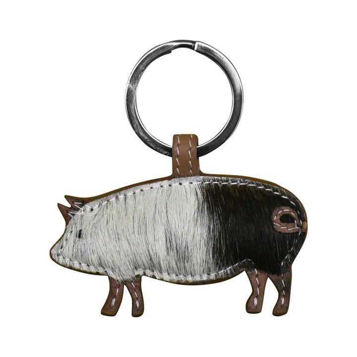 Key Chain - Pig Key Fob w/Hair