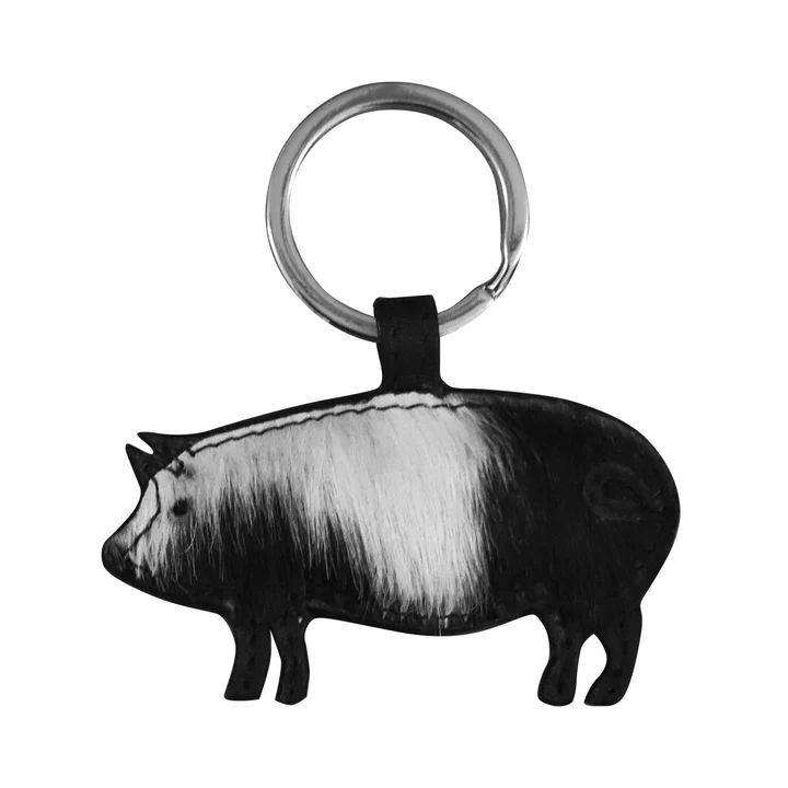 Key Chain - Pig Key Fob w/Hair, Color: Black