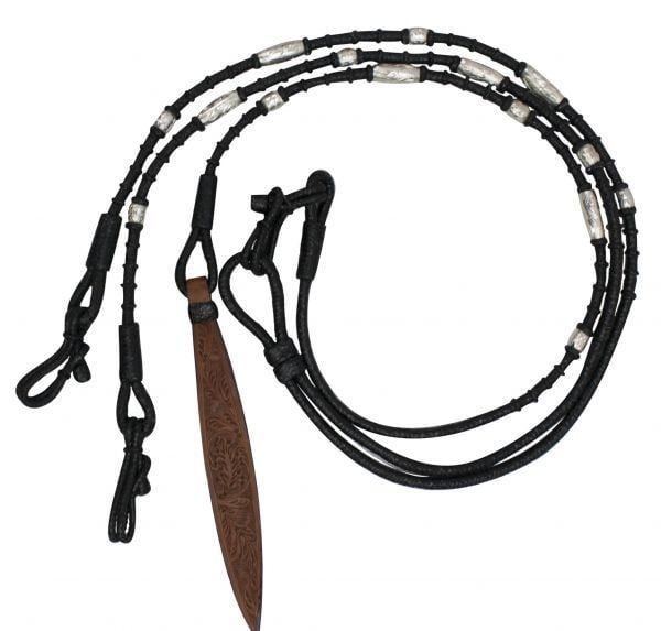 Black Romal Reins w/ Sliver Black