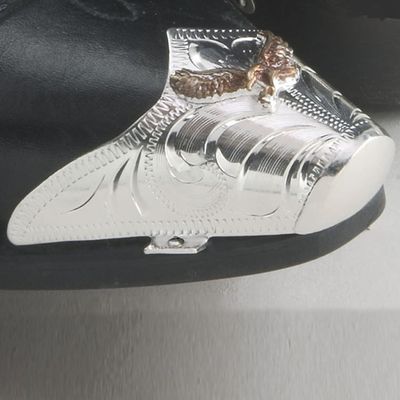Boot Toe Tips - Silver with Engraved Swirls & Eagle