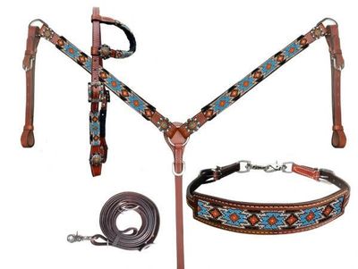 Tack Set - Showman Beaded Southwest Design 4 Piece Set