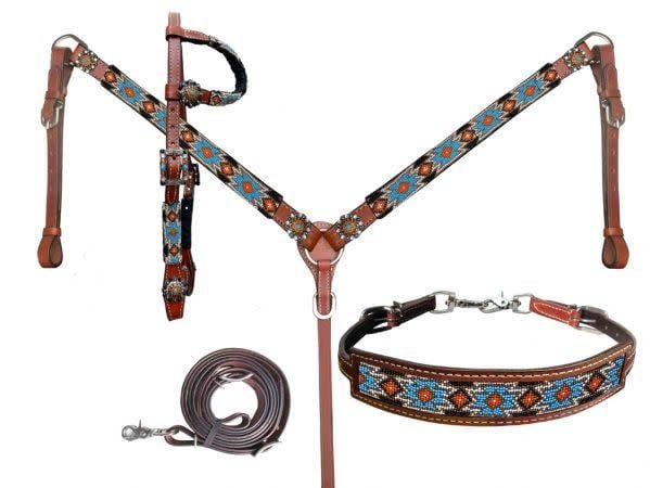 Tack Set - Showman Beaded Southwest Design 4 Piece Set