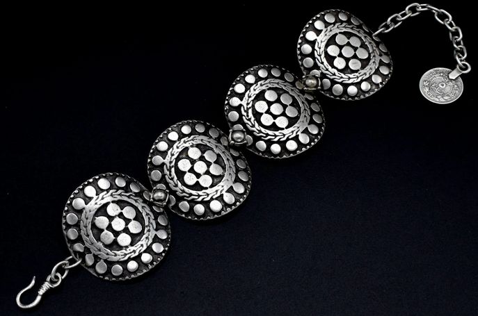 Bracelet - 4-Round Plates - Pewter