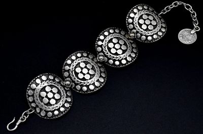 Bracelet - 4-Round Plates - Pewter
