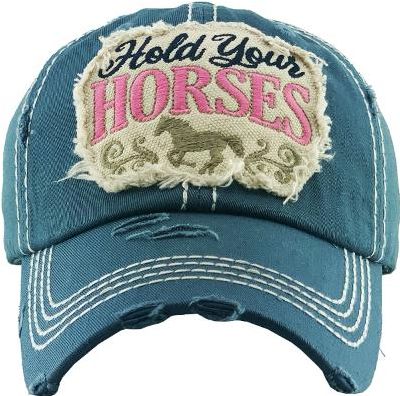 Ball Cap - "Hold Your Horses", Color: Blue