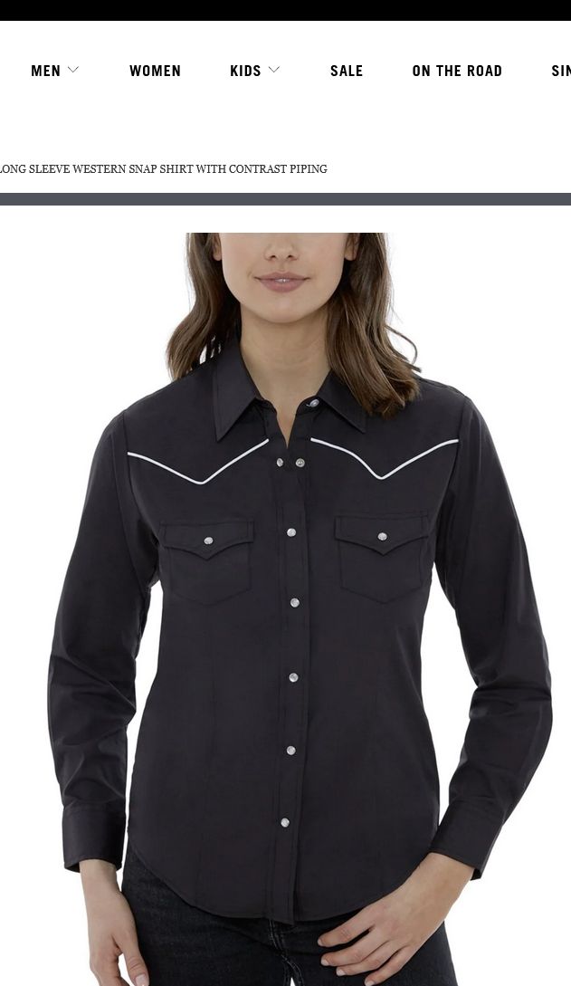 Women's L/S Solid with Contrast  Piping Shirt, Size: S - Black
