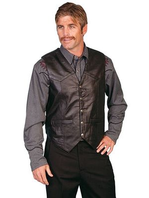 Men's Scully Black Smooth Lamb Snap Front Vest 