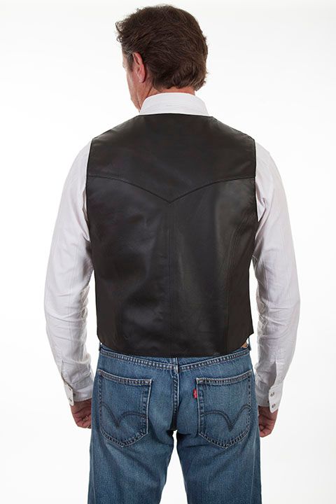 Men's Scully Black Smooth Lamb Snap Front Vest