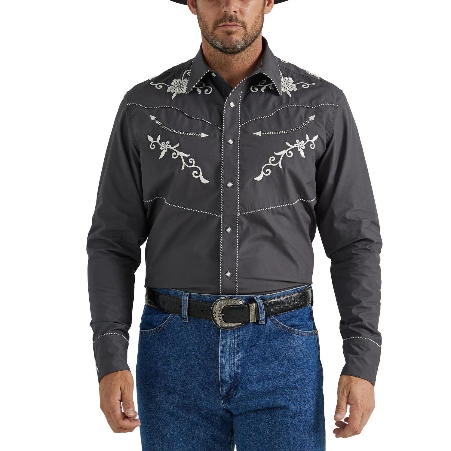 Men's Wrangler Rodeo Ben L/S Grey Shirt