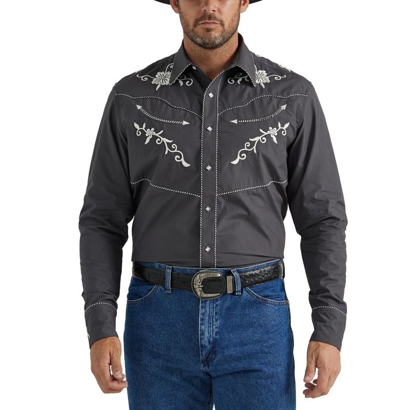 Men's Wrangler Rodeo Ben L/S Grey Shirt