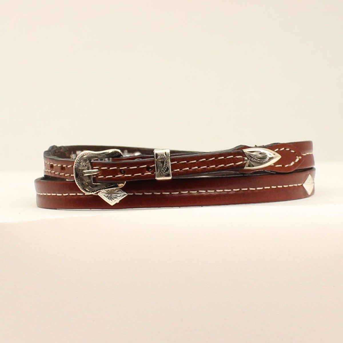 Hat Band - Center Stitch with Diamond Conchos, Brown