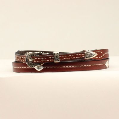 Hat Band - Center Stitch with Diamond Conchos, Brown