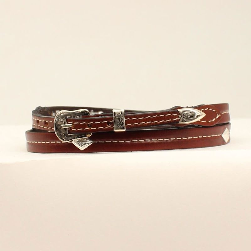 Hat Band - Center Stitch with Diamond Conchos, Brown