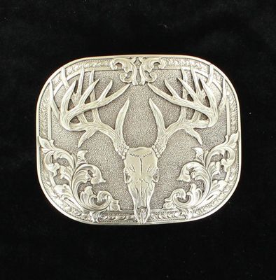 Belt Buckle - Deer Skull and Scrolling